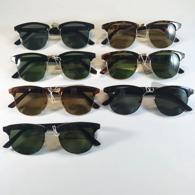 

High Quality Men Designer Sunglasses Metal Hinge Glass Lenses Fashion Half Frame Women Sun Glasses