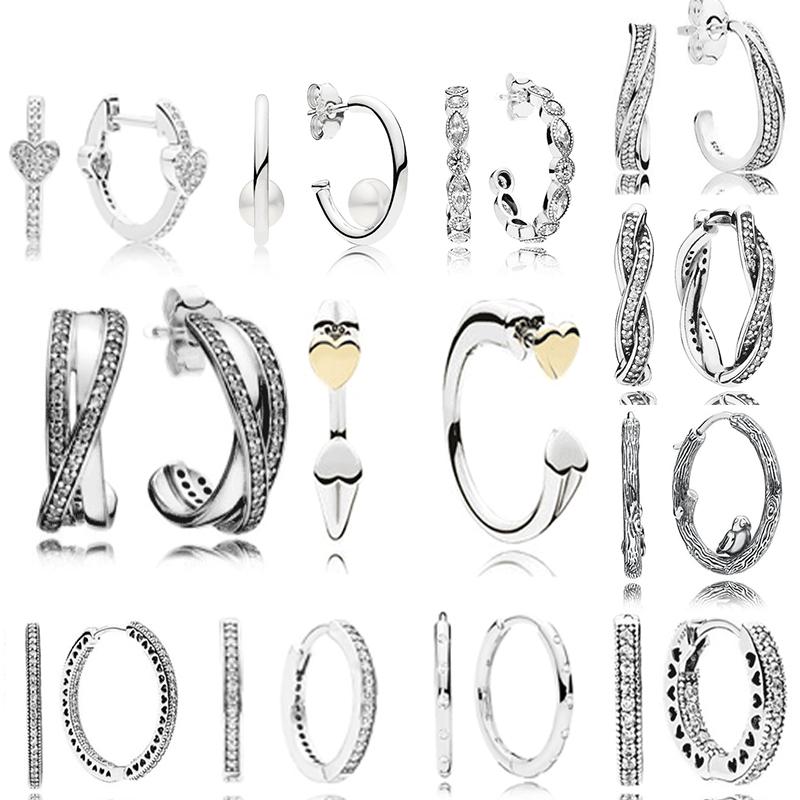 

Stud Original 925 Sterling Silver Pan Earrings, Crystal Luxury Valentine's Day Wearing Wavy Shiny Tie Nails, Golden;silver