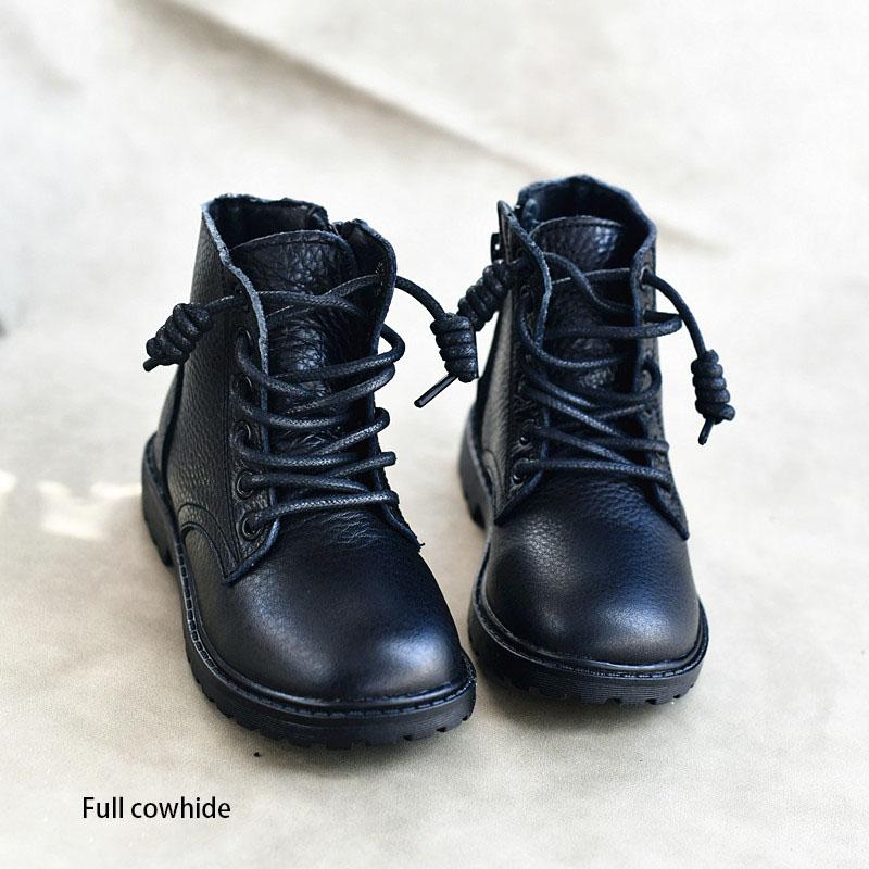 

Boots Full Cowhide Leather Top Layer Girls Short Winter Boys Cotton Genuine 2021, Black;grey