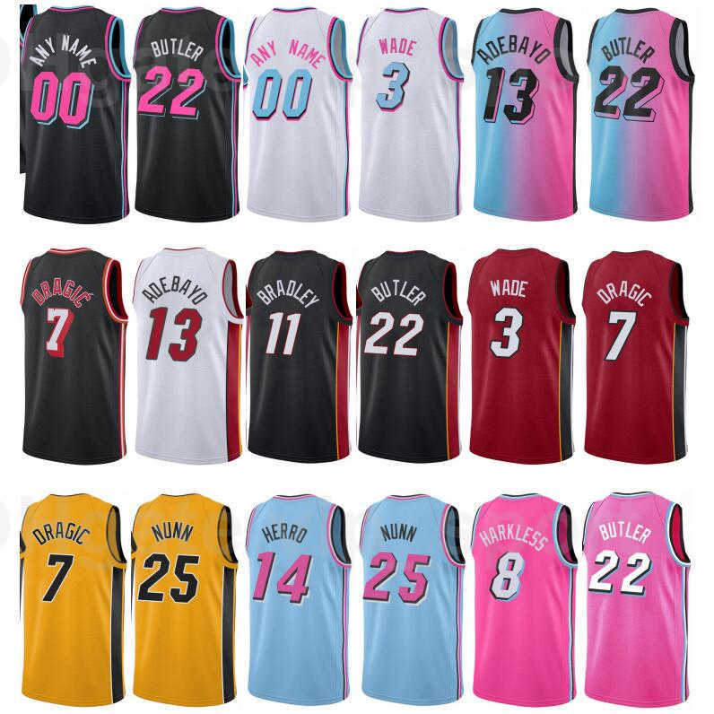 

Print Basketball Bam Ado Jersey 13 Goran Dragic 7 Jimmy Butler 22 Dwyane Wade 3 Tyler Herro 14 Pink Blue City Earned Edition, White