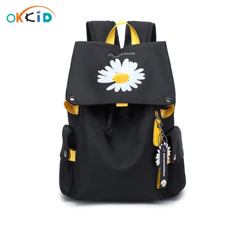 

School Bags For Teenage Girls USB Port Backpack Book Bag Female Water Resistant Fashion Flower Kids Gift