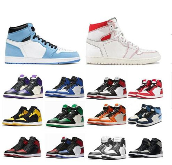 

Mens air Jumpman jordon jorden 1 OG High basketball shoes mid aj chicago royal toe black metallic gold pine women j1 Sneakers sports trainers big size 46 47, As pic