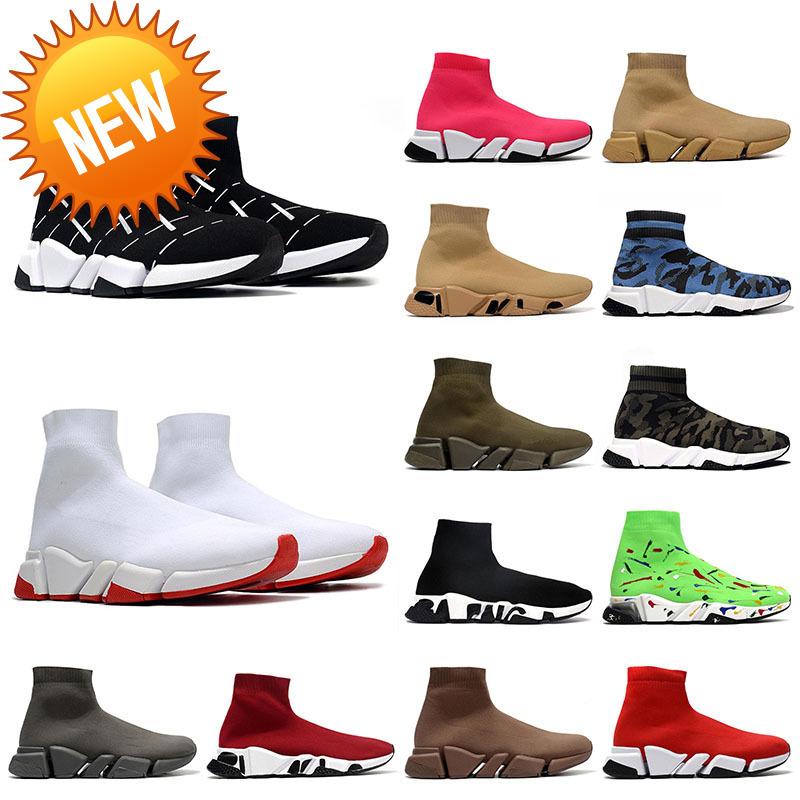 

2022 New Balencaigas 2 .0 Mens Womens Socks Shoes Top Quality Speed Graffiti Triple Black White Red Bottoms Designer Platform Boots Fashion, P06 36-45 gra-triple black