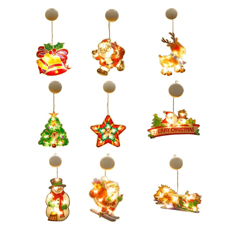 

Christmas Decorations LED Santa Claus Snowman Star Lights Sucker Hanging Lamps For Xmas Holiday Year Party Home Wedding Decoration