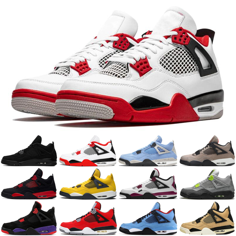 

top fire red 4 4s jumpman men women basketball shoes cactus jack noir black cat university blue guava ice mens trainers sports sneakers, White;red