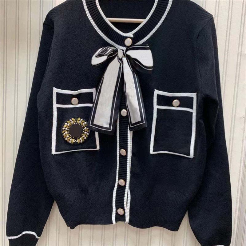 

Women Knitted Sweater Bow Tie Woollen Fall Girls Wool With Pearll Ong-Sleeved Knit Shirt Super Elastic Fashion Clothes, Extra shipping cost