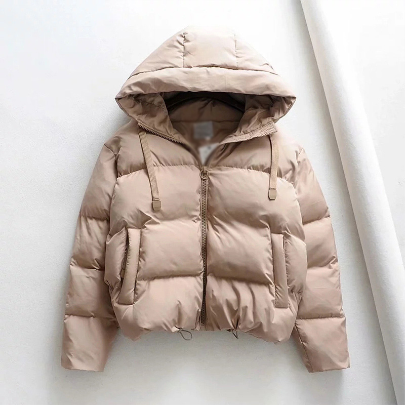 

Winter Hooded Cotton Padded Parkas for Women Warm Down Casual Jacket Female Coat Loose Ladies Parka Thicken Outwear, Black
