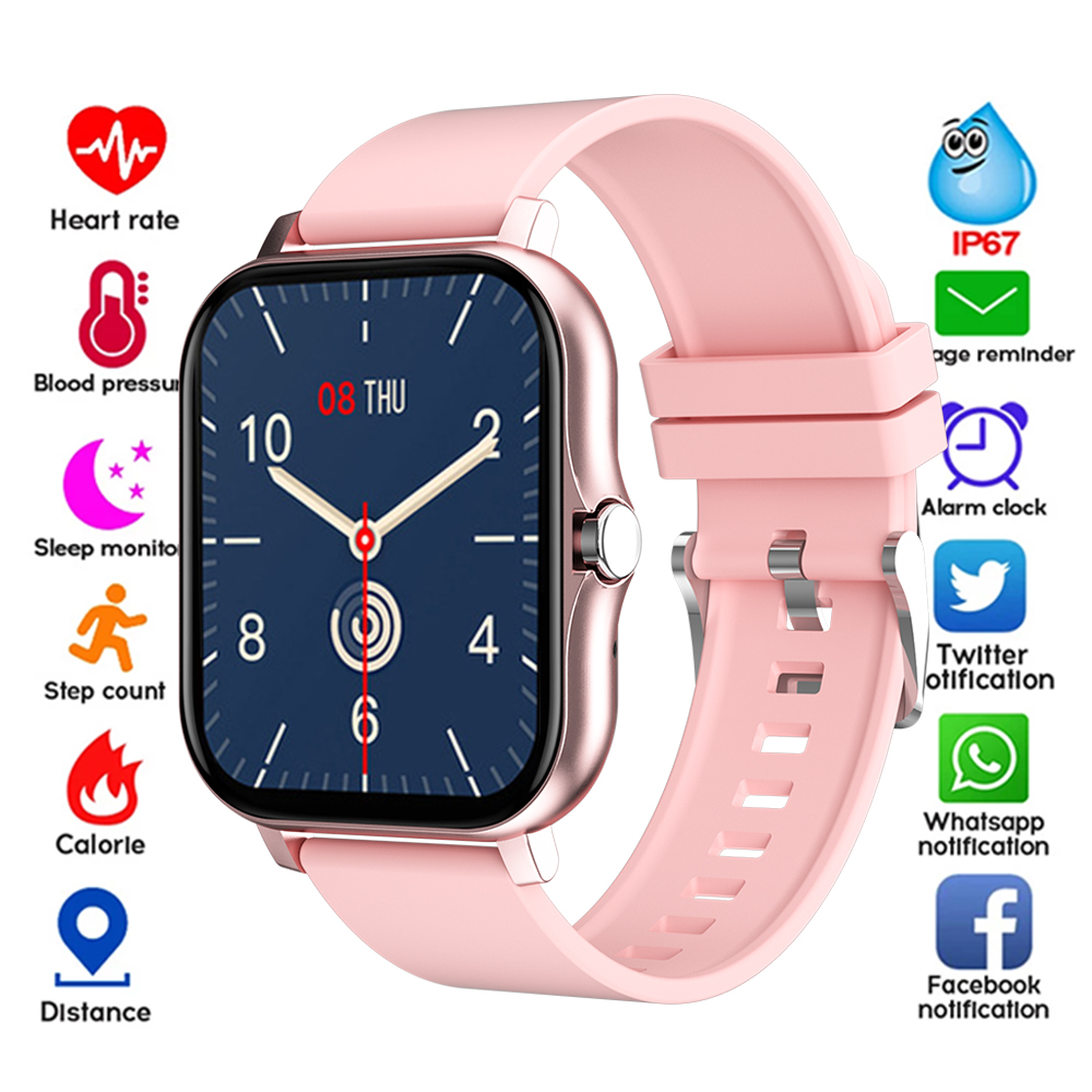 

2021 Smart Watch Women Bluetooth Call Heart Rate Fitness Tracker Waterproof Sports Smartwatch Watches For Man Android IOS Clockg, Black