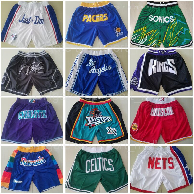 

Men Team Basketball Just Don Shorts Sport Short Wear Pant With Pocket Zipper Sweatpants Blue White Black Red Stitched size S-XXXL