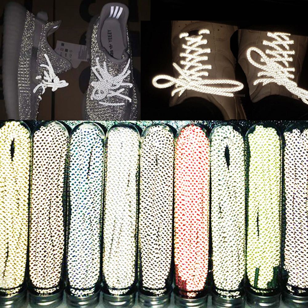

1 Pair 120cm Round Reflective Runner Shoes Laces Safety Luminous Glowing Shoelaces Unisex Sport Basketball Canvas With Case