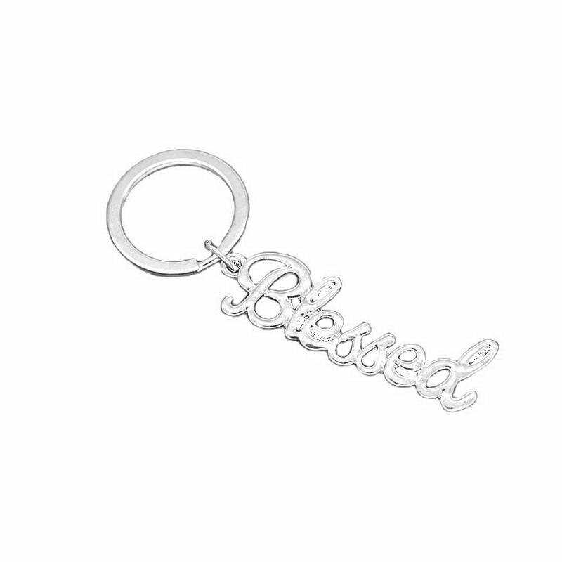 

Keychains Customize Design Fashion Metal English Letter Words Faith Hope Blessed Charm Key Chain Rings Jewelry