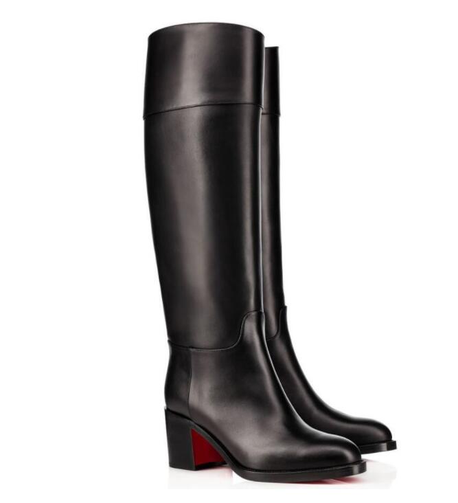 

2021Winter Fashion Women's Red Bottom Chunky Heels Tall Boots uxury Designer Party Booty Over Knee Boot With Box,EU35-43