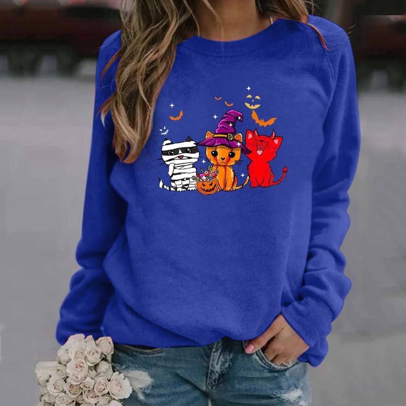 

Women' Hoodies & Sweatshirts 2021 Long Sleeve Fashion Halloween Print Long-sleeved Sweatshirt Ladies Casual Blouse Pullover, Gn
