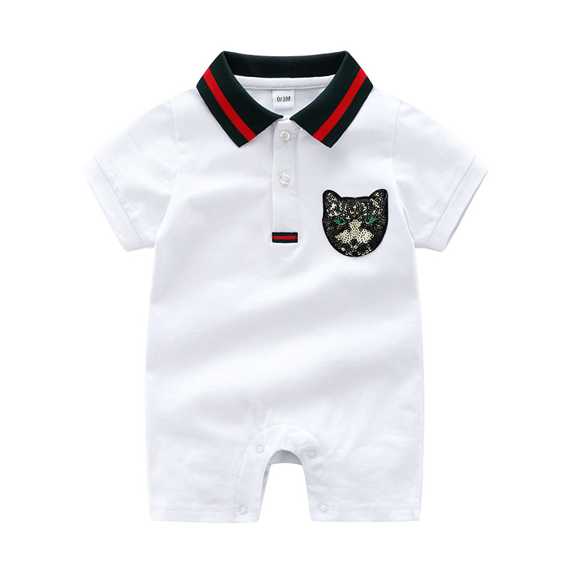 

Newborn Newborns Baby Boy Clothes Short Sleeves Cotton Patchwork Crawling Baby Girl Romper 0-24 Month, Blue