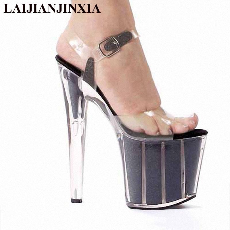 

Women Sandals Platform High Heels Black Lady's Shoes Summer Rome Style Fashion 20cm