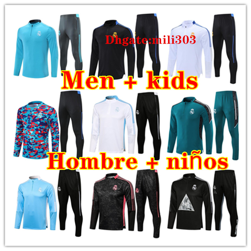 

Men+ kids 2021 2022 Real Madrid soccer Training Suit set del Chandal 21 22 BENZEMA HAZARD CAMAVINGA camiseta de futbol football Sportswear tracksuit Jogging, 18