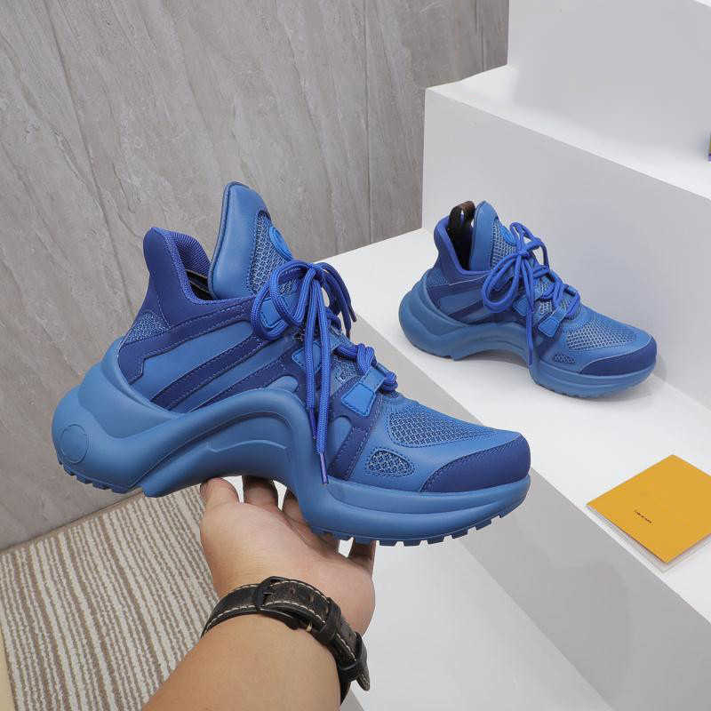 

Shoes Dress Luxury Designer Blue Lace Up Archlight Runway Tweed Leather Trainers Sneakers with, 18