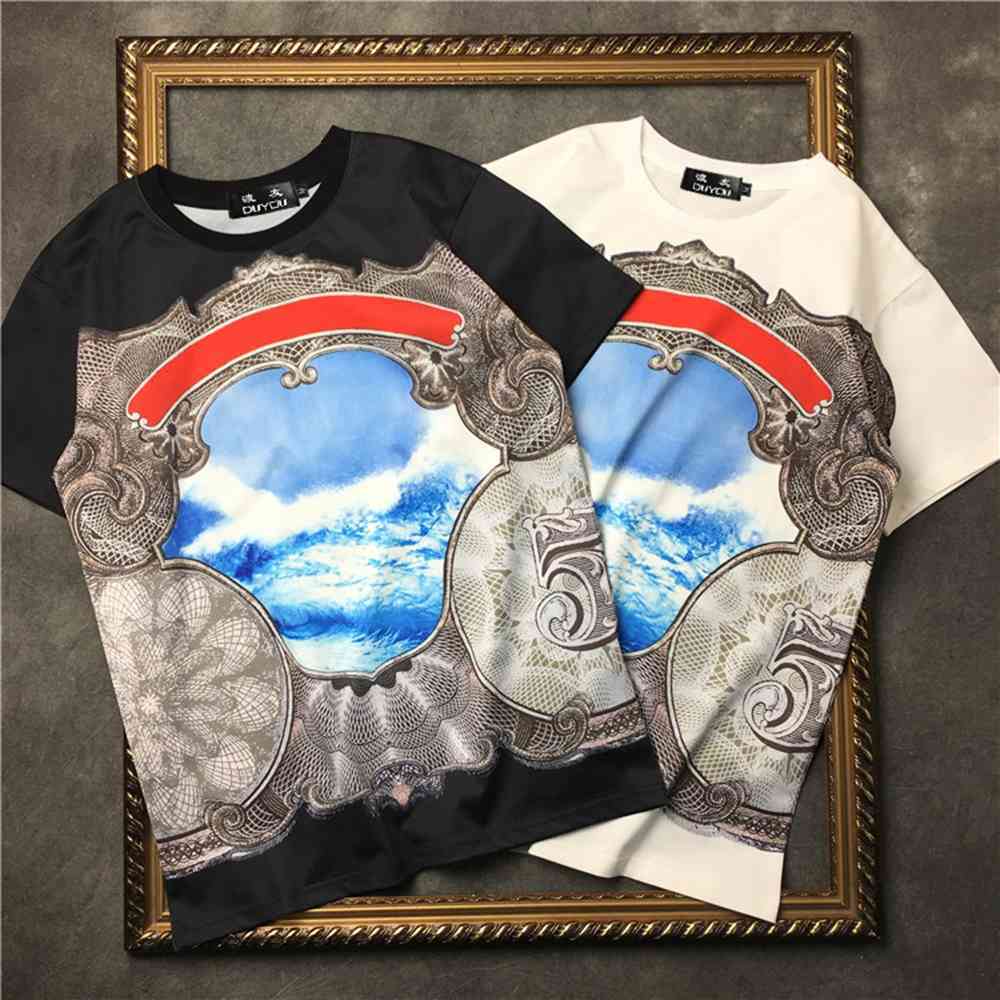 

Men's T-Shirts marcelo barrett Summer Slim Fit 100% Cotton Spliced Abstract Pattern Short-sleeved T-shirt|Streetwear 2191001535 8TJO, White
