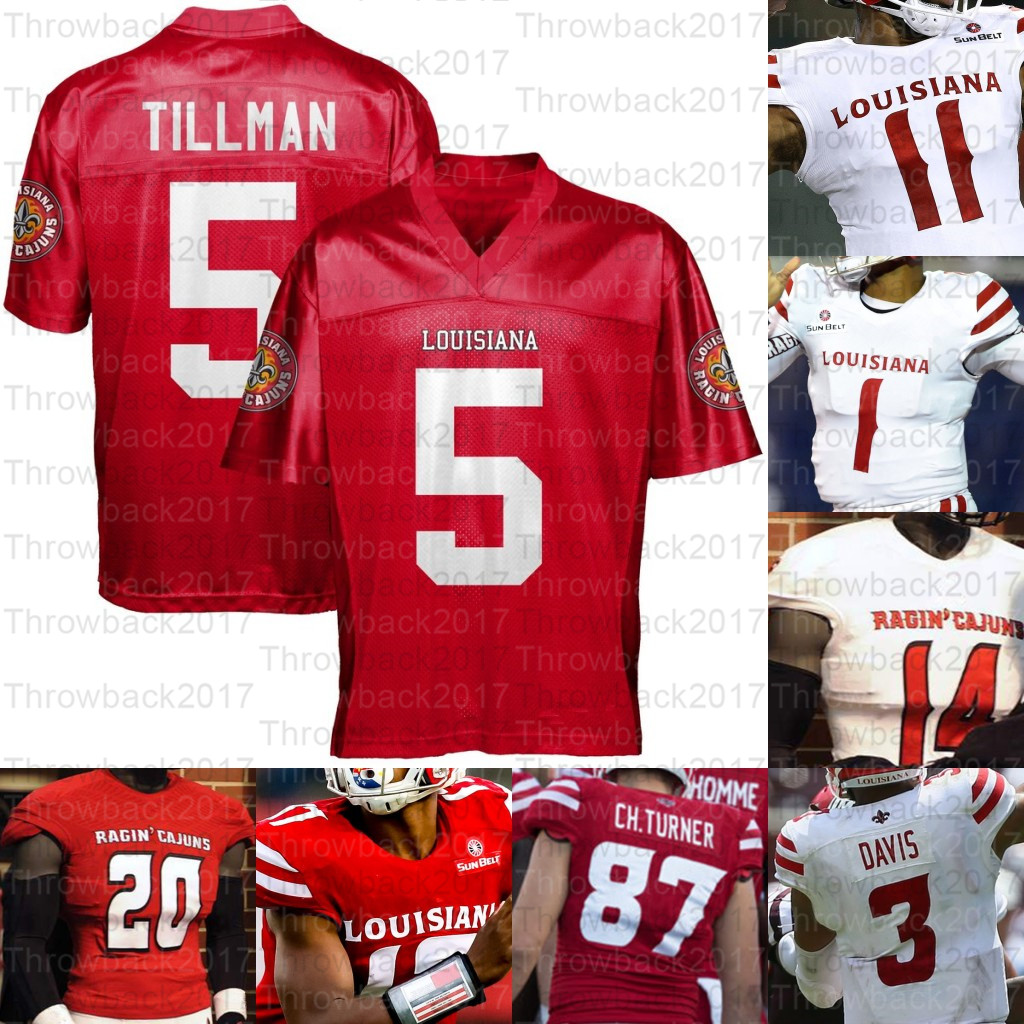 

Custom Louisiana Ragin' Cajuns College Football Jerseys Charles Tillman Levi Lewis Trey Ragas Elijah Mitchell Peter LeBlanc Williams, Red iii