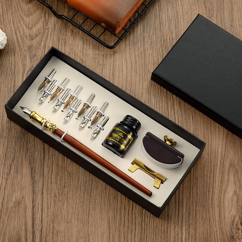 

Fountain Pens Retro Dip Pen Set European Style Feather Business Gift Direct For Wooden, Red