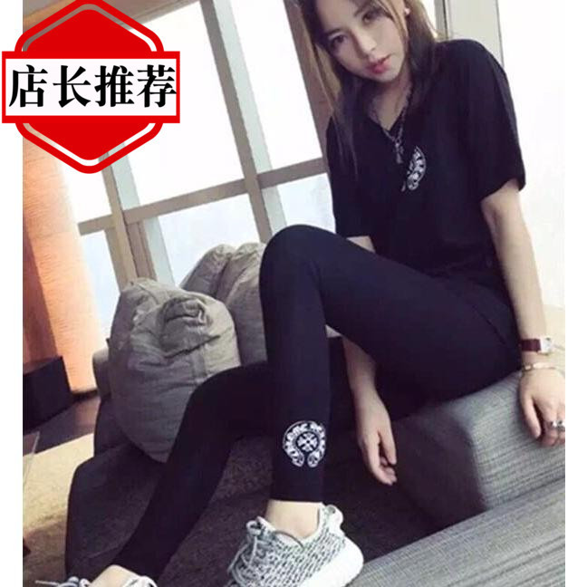 

hearts/chrome croxin horseshoe printed cotton slim tight women' casual Leggings