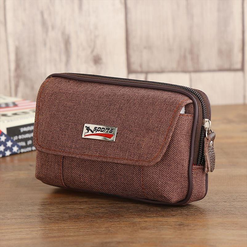 Hommes Fanny Pack pour téléphone portable mâle gris gris noir café toile de monnaie sacs bourse sacs sacs décontractés sac sacs sacs