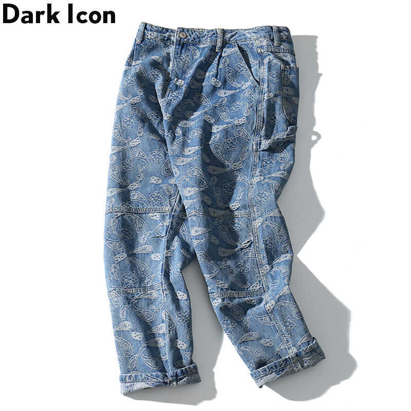 

Bandana Jacquard Straight Jeans Men Pocket Loop Men's Jeans Denim Pants 210603, Bandada jeans
