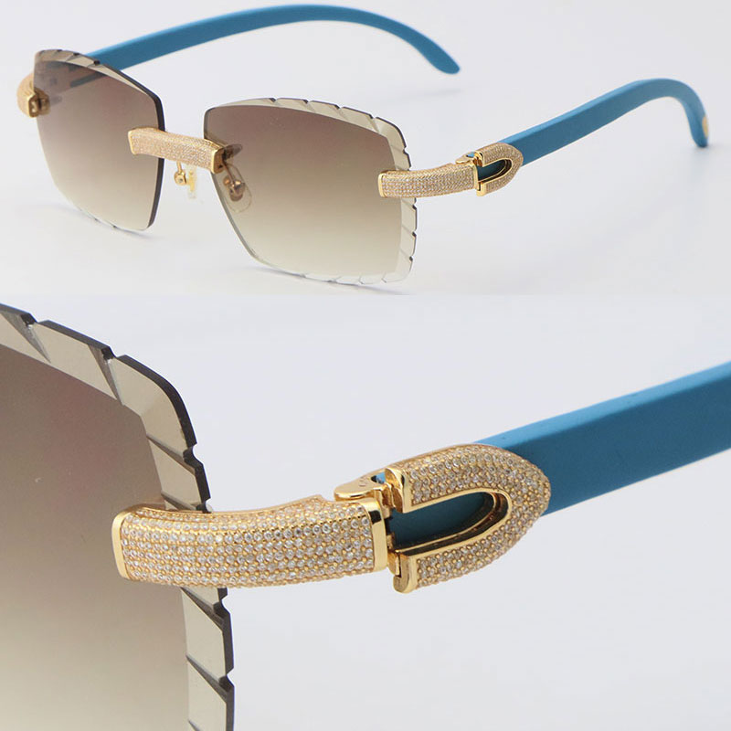 

Selling Wholesale Metal Rimless Man Womens Sunglasses Original Wood Mix Micro-paved Diamond Set Woman Glasses Male and Female Driving Frame with 18K Gold Eyeglasses