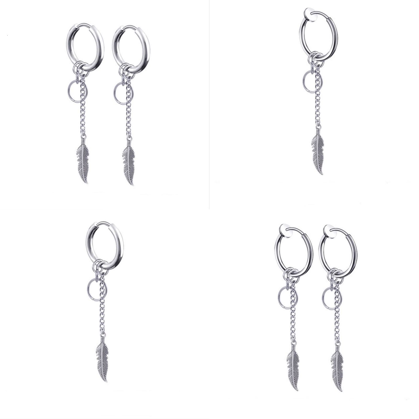 

earrings No ear hole Pendant Korean feather earclip fashion personalized earrings fake Earrings, Golden