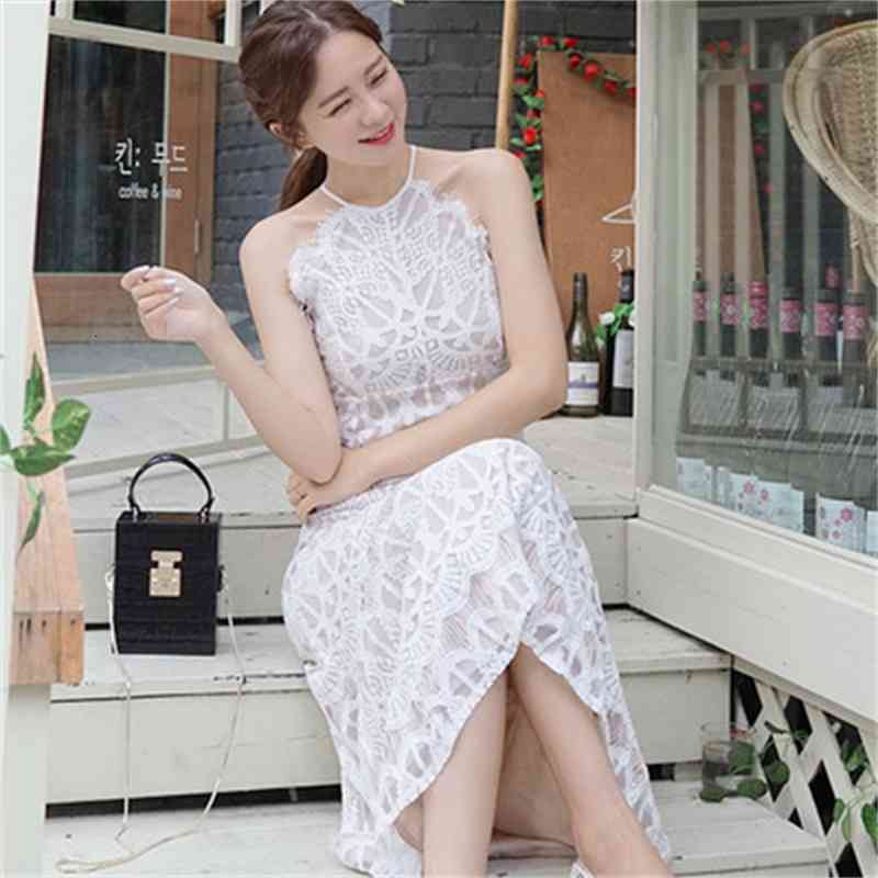 Casual Dresses Summer est Self Portrait Long Party Runway Women White Lace Hollow Out sleeveless 45ZQ-image-699649748