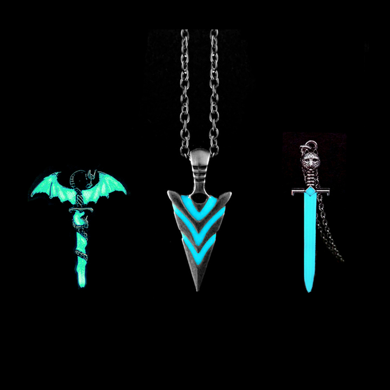 

Glowing Luminous Pendant Knight Spear Glow in the Dark Pike Necklace for Women Men Halloween Gift