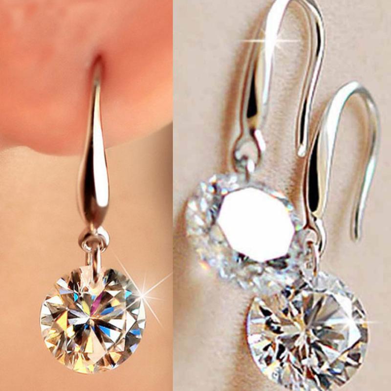 

Dangle & Chandelier Fashion Trendy Simple Silver Colour Earring Lovely Zircon Drop Earrings For Women Korean Style Romantic Jewelry Gifts