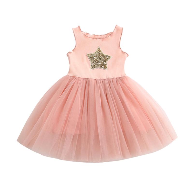

Girl's Dresses Summer Baby Kids Girls Stars Sequin Princess Dress Cotton Lace Mesh Sleeveless Children Casual 7191 04, As photo