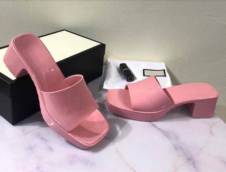 

hfl31 hi-top women Paris Design Summer heel Sandals Beach Slide Slippers Lady Print Leather Solid Color