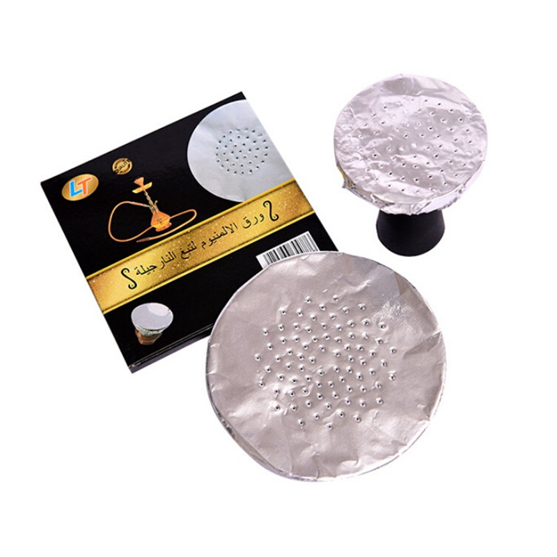 

2021 HONEYPUFF 50pcs a Bag Round With Holes Hookah Bowl Foil Paper silver Diameter 120MM Thickness 0.03MM shisha tinfoil DHL Free
