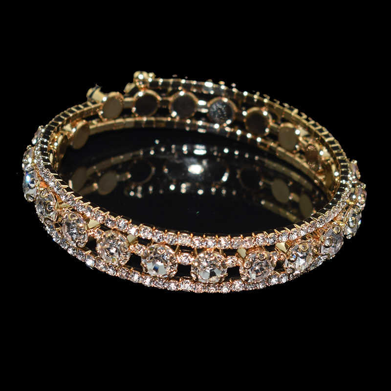 

Luxury Women Silver Plated Crystal Rhinestone Bracelets & Bangles for Women Adjustable Wedding Pulseras Jewelry Gifts Wholesale Q0722