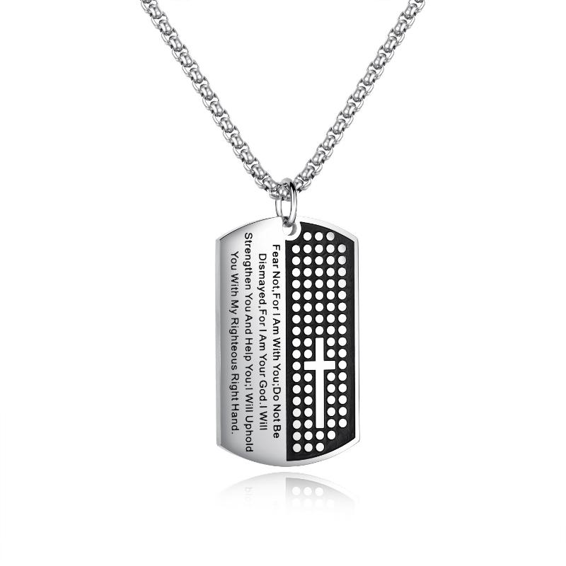 

Pendant Necklaces Religious Titanium Steel Christian Scripture Men's Necklace Wholesale