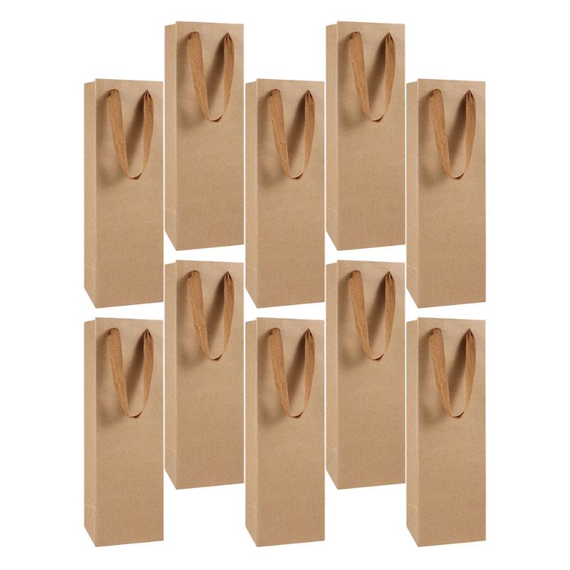 

Gift Wrap 10Pcs Wrapping Bag Bottle Pouches Simple Kraft Paper Bags