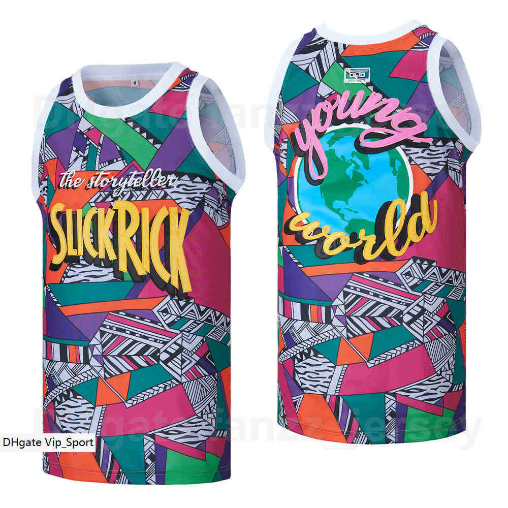 

Men Movie Slick Rick Young World Hip Hop Basketball Jersey Team Color Red HipHop Breathable High School For Sport Fans Uniform Pure Cotton