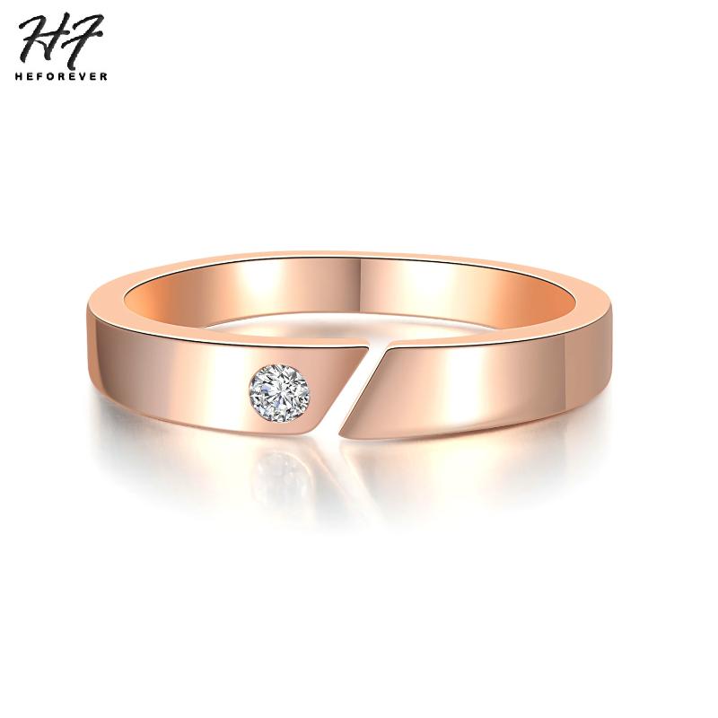 

Wedding Rings Concise Engagement Couple For Women Men Clear Crystal Rose White Gold Fashion Jewelry Lover R097 R096, Slivery;golden