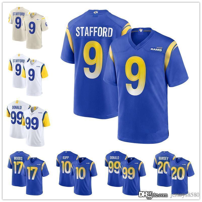 

Men youth Los AngelesRamsJersey 9 Matthew Stafford 99 Aaron Donald 10 Cooper Kupp 2 Robert Woods 5 Jalen Ramsey Football Jerseys, Color