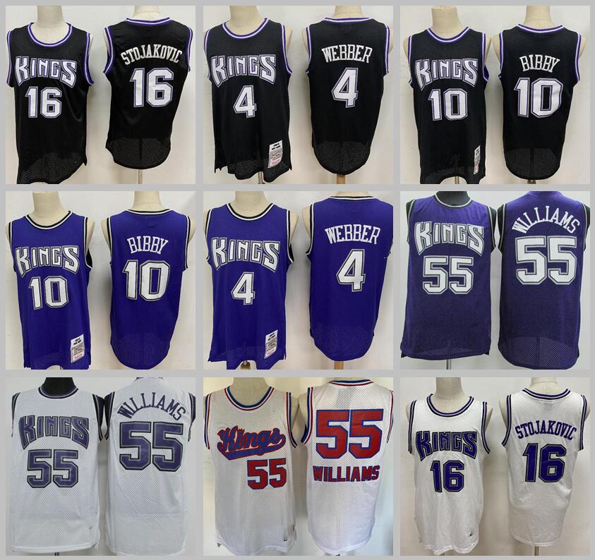 

Men S-2XL Basketball jerseys 4 Webber 10 Mike Bibby 16 Peja Stojakovic 55 Williams black Mitchell&Ness 2000-01 Hardwoods Classics retro jersey, Have patch