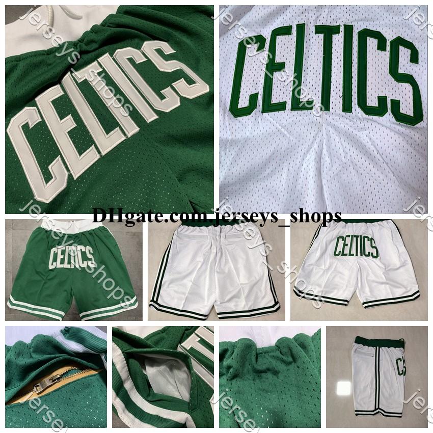 

Mens JUST DON Pocket Basketball Shorts Retro Stitched Mitchell & Ness Boston Celtics Shorts Lining Mesh Sports Pocket Sweatpants, Black;red