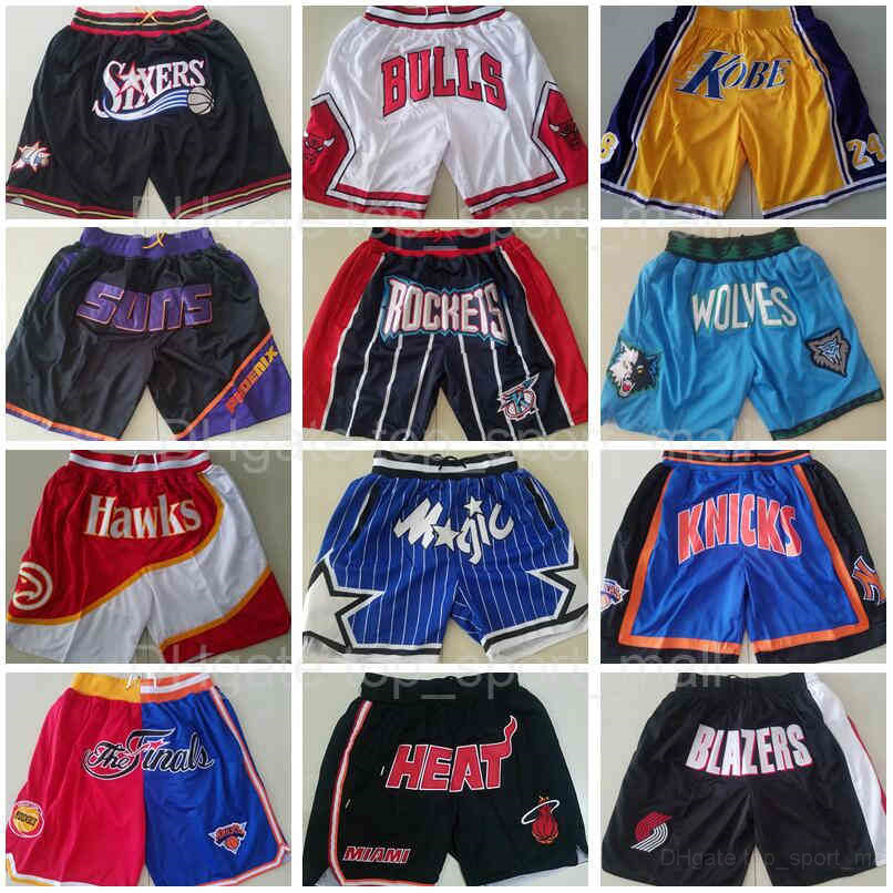 

Mans Team Shorts Basketball Just Don Wear Sport Short Pant With Pocket Zipper Sweatpants Black Green Blue White Stitched size S-XXXL, Photo d
