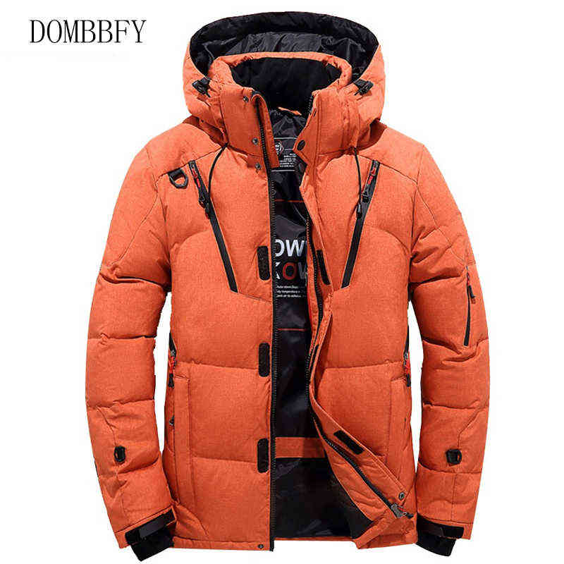 

-20 Degree Men's Winter Warm Down Jacket Men White Duck Down Hooded Coat Male Thicken Overcoat Windbreaker Snow Parkas Jackets Y1103, Black a