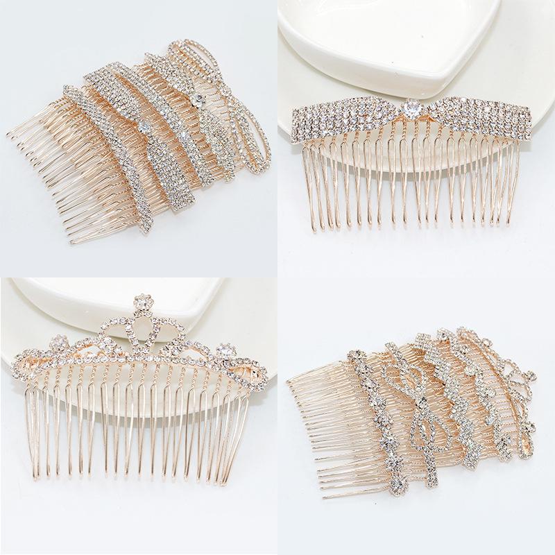 

Hair Clips & Barrettes Trendy Prong Setting Cubic Zirconia Bridal Comb Wedding Headpieces Women Bow Knot Crown Sun Flower Jewelry Accessorie, Golden;silver