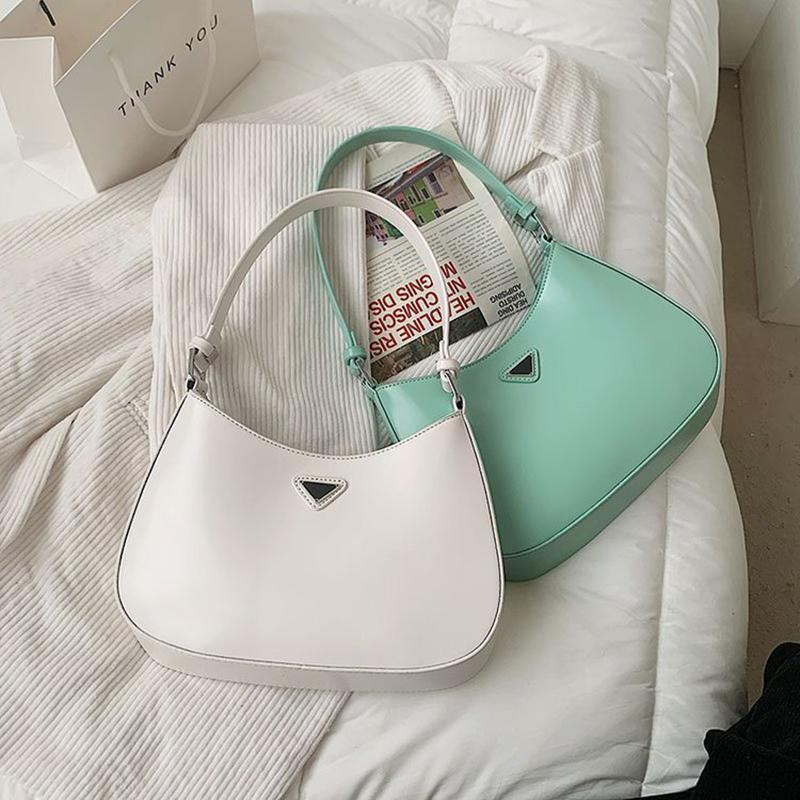 

Leather Shoulder Bag Solid Color Underarm For Women 2021 Summer Simple Style Handbags And Purses Female Travel Totes Bags