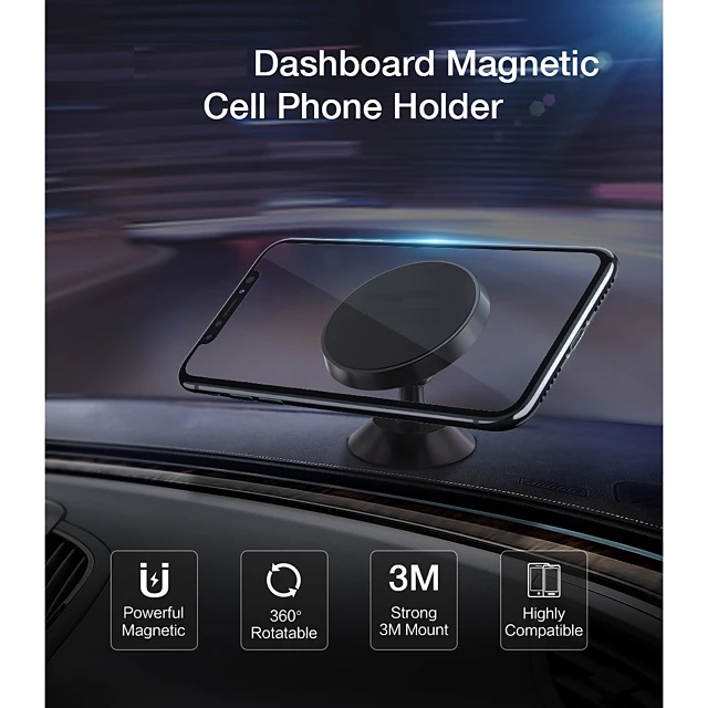 

Magnetic Phone Mount Holder Super Strong Magnet With 4 Metal Plate Car Magnetically Smartphones Bracket 360° Rotation Universal Dashboard