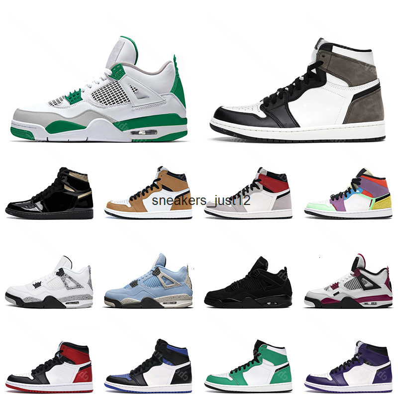 

1 obsidian men women basketball shoes 1s black toe lucky green bred 4 4s cat white cement mens trainer sports sneakers, # 5