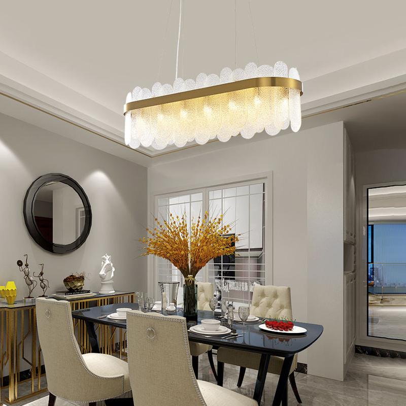 

Pendant Lamps Modern Frosted LED Living Room Chandelier Bedroom Crystal Lighting El Restaurant Long-shaped Lamp Explosive Product